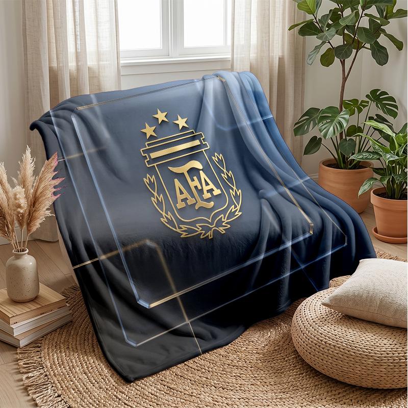 Argentina Football Printed Flannel Blanket Skin Friendly Warm Decorative Throw for Indoor Couch Bed Daily Use