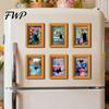 Vintage Frame Refrigerator Decor Oil Painting Cat Magnet, Wooden Black Metal Doors Decorative Magnets Theme Retro Rectangle Magnetic Decoration Photo