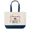 Tote bag - PLANETEE - Sac shopping fond bleu Mamounette la plus belle Maman - Coton - 40x45 cm - Bleu
