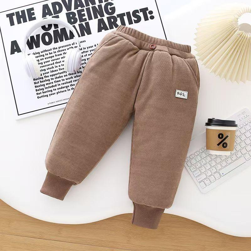 Мальчиковые толстые утепленные брюки зимние детские плюс бархатные теплые брюки детские из овечьей шерсти хлопковые длинные брюки повседневные спортивные брюки