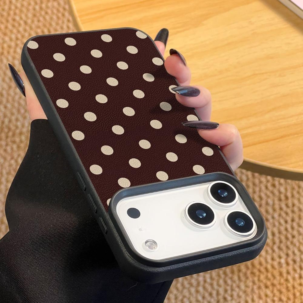 Ретро бежевый чехол для телефона в горошек, подходящий для iPhone17 16 15 14 13 12 11Pro/Max/Plus, противоударная задняя крышка