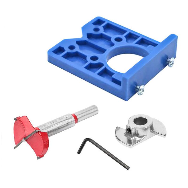 35mm Hinge Hole Opener Accuracy Locator Door Drilling Guide Drilling Jig Drill Bits for Cabinet Door Installation Hinge Jig
