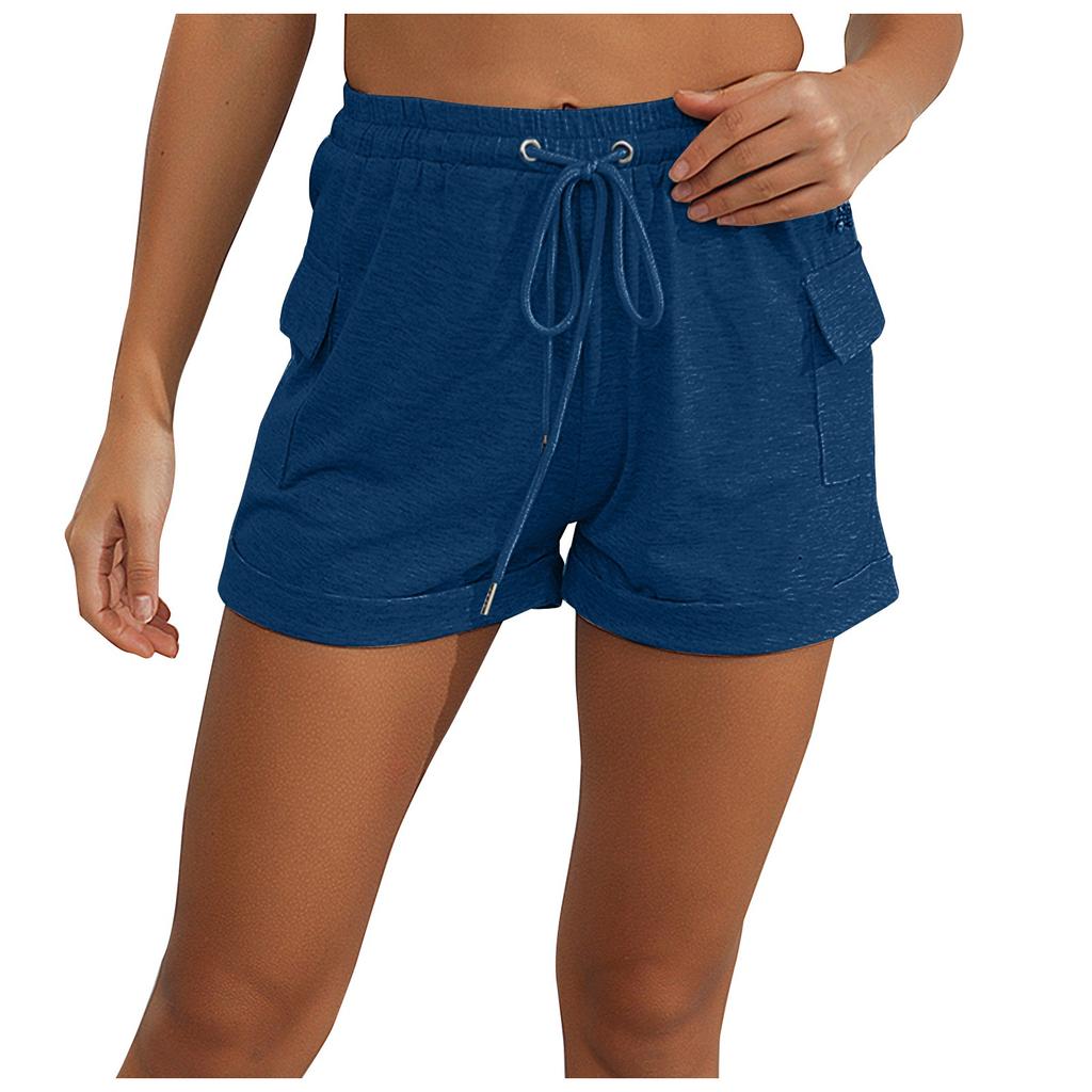 Женские модные эластичные пояса с карманами, однотонные повседневные спортивные шорты, брюки