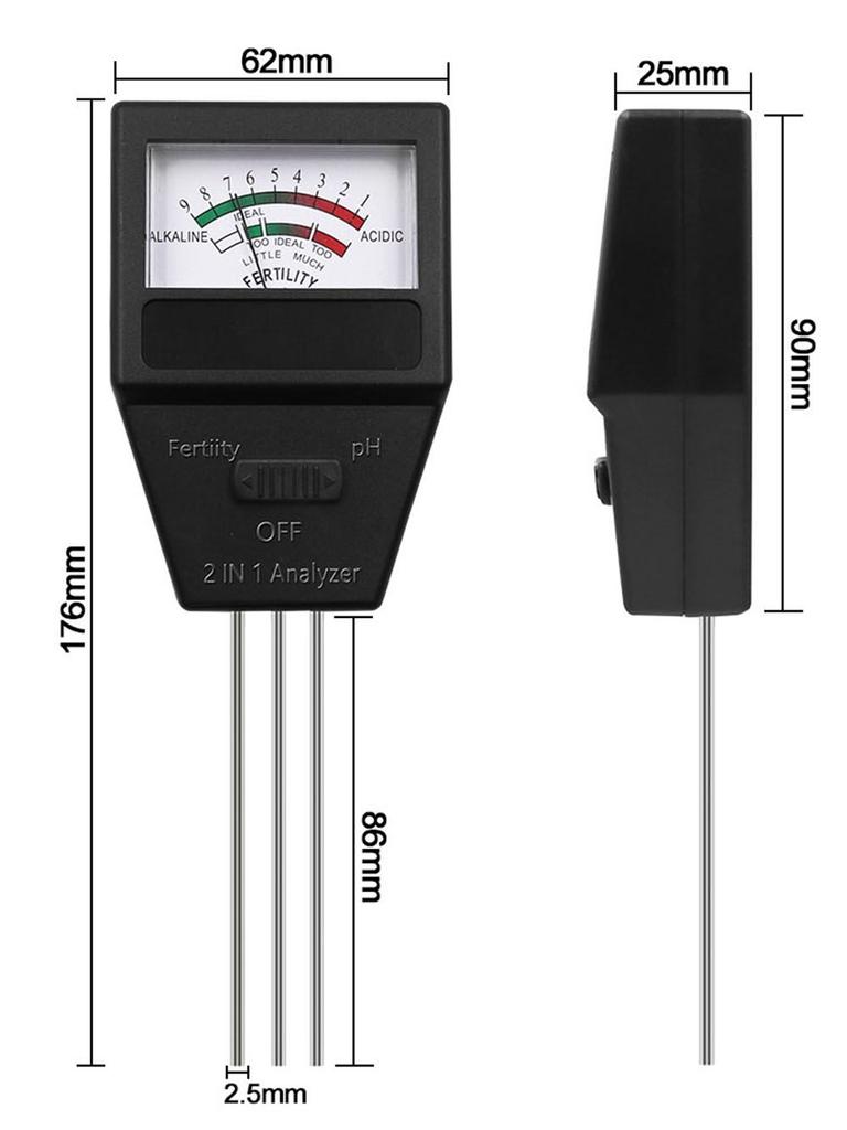 Meter Monitor Plants 2 in 1 Soil PH Fertility Meter Soil PH Tester With 3 Probes Soil Hygrometer