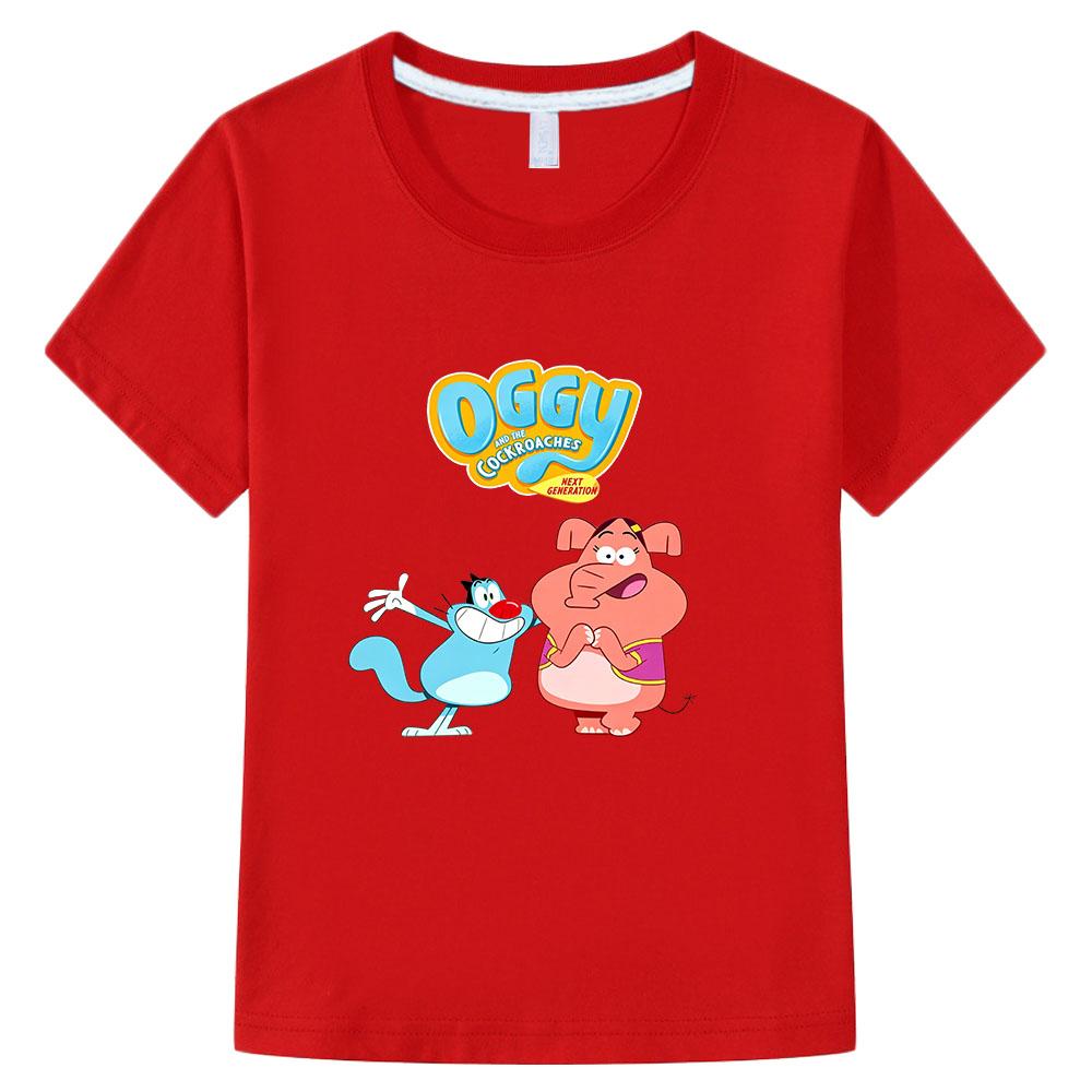 100% Cotton Oggy and The Cockroaches Children's T-Shirt Cartoon Print Vintage Tees Cute Kids Casual O-Neck Short Sleeve Summer