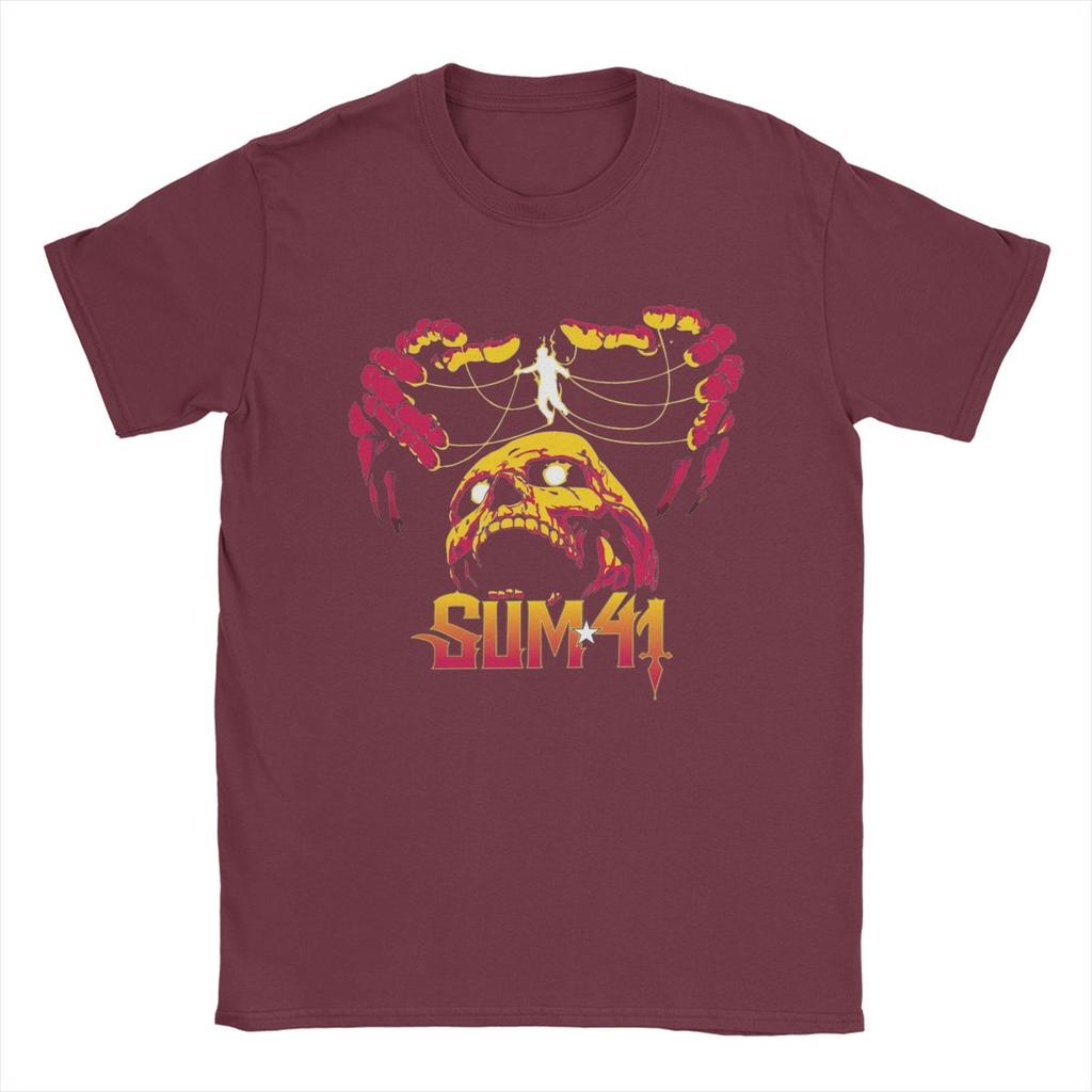 Мужская футболка The String Skull Sum 41 Band SUM41 Панк Смешная Хлопковая Футболка с Круглым Вырезом и Коротким Рукавом Футболки Топы с Графическим Принтом