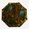 Enchanted Forest Tree with Lantern Wall Art Print Umbrella, Portable 3-Fold Compact Umbrella for Men & Women R138