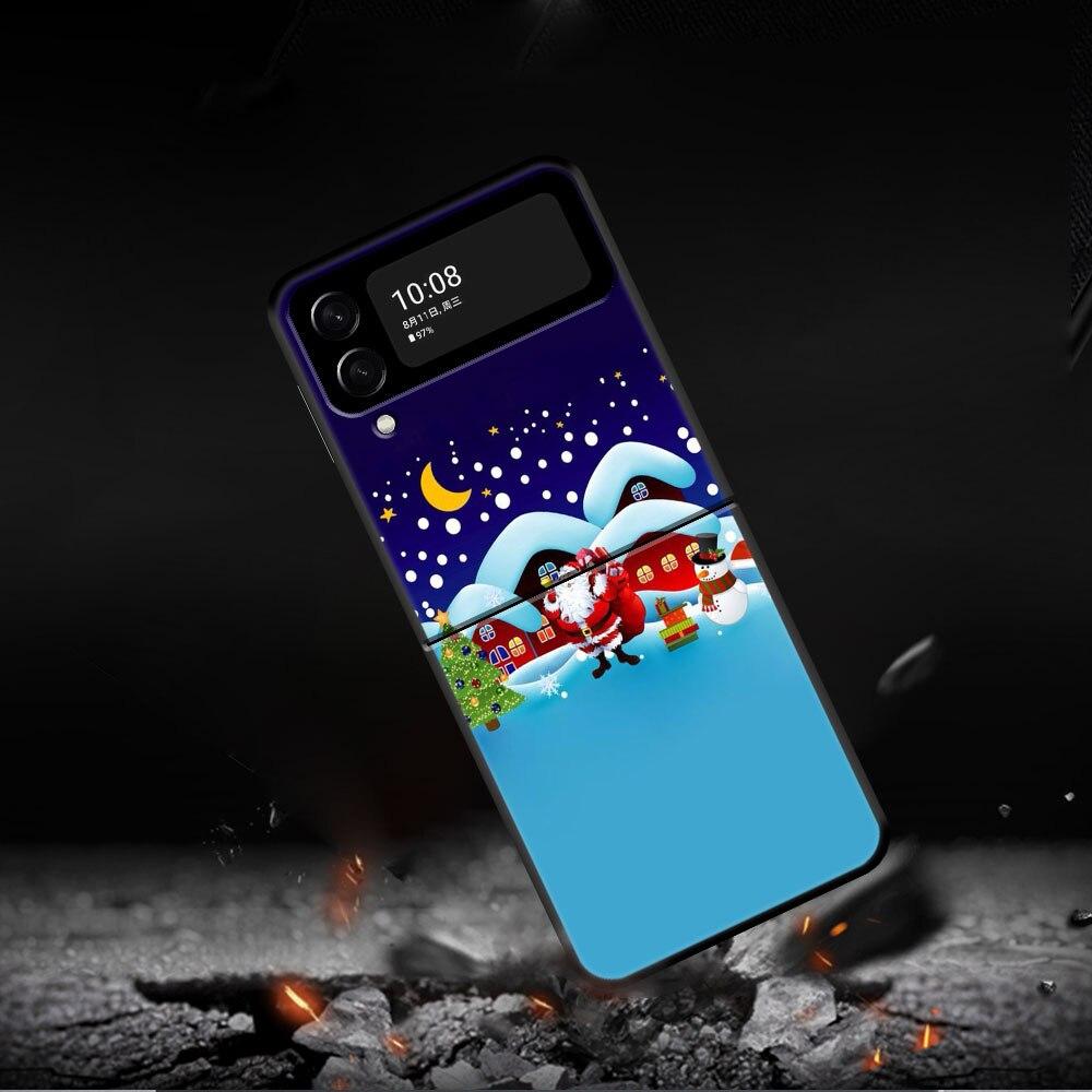 Милый Рождественский чехол для телефона с Сантой для Samsung Galaxy Z Flip Z Flip3 5G Z Flip4 Жесткий ПК Матовый чехол