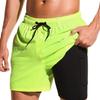 Men Summer Shorts Elastic Waist Adjustable Drawstring Beach Shorts with Pockets Double Layer Work Gym Athletic Shorts