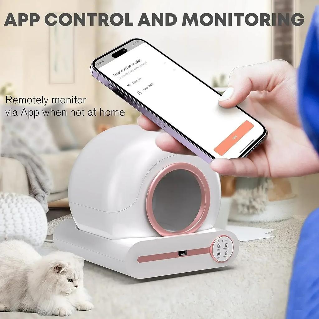 Tonepie Smart Cat Litter Box Автоматическая самоочистка Wi-Fi App Control Лоток для туалета для домашних животных Ионный дезодорант 65 л Многоязычный