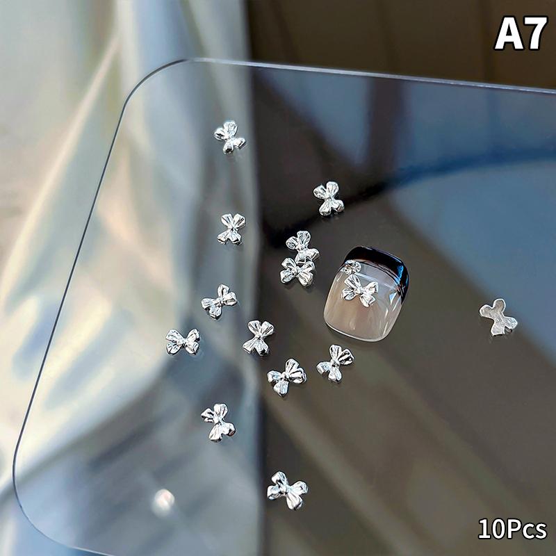 10 шт. роскошных кавайных бантиков для ногтей, 3D японский сплав, галстук-бабочка, украшения для ногтей, стразы, аксессуары для самостоятельного изготовления