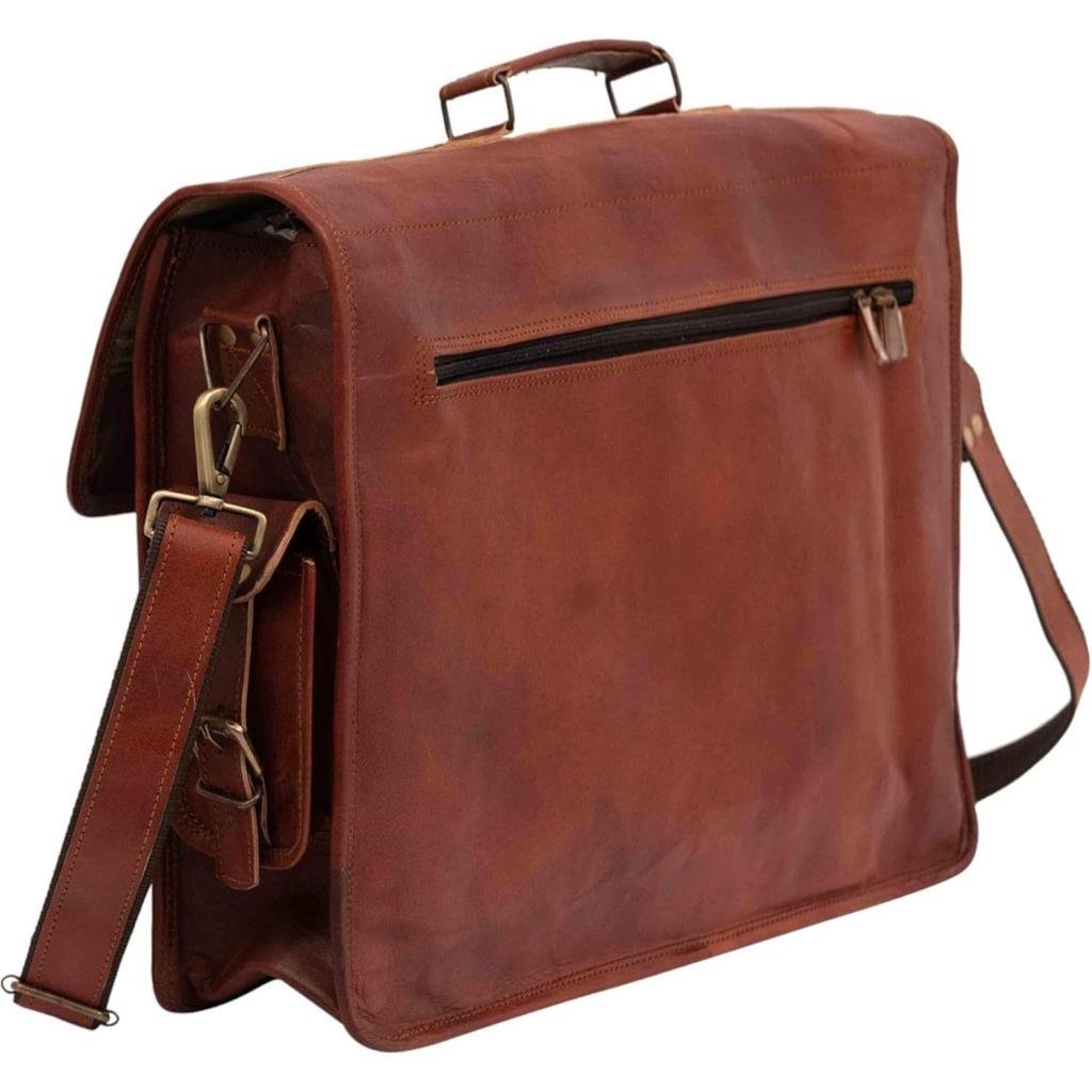 Vintage Leather Laptop Bag for Men Full Grain Large Leather Messenger Bag for Men with Rustic Look Best Leather Briefcase