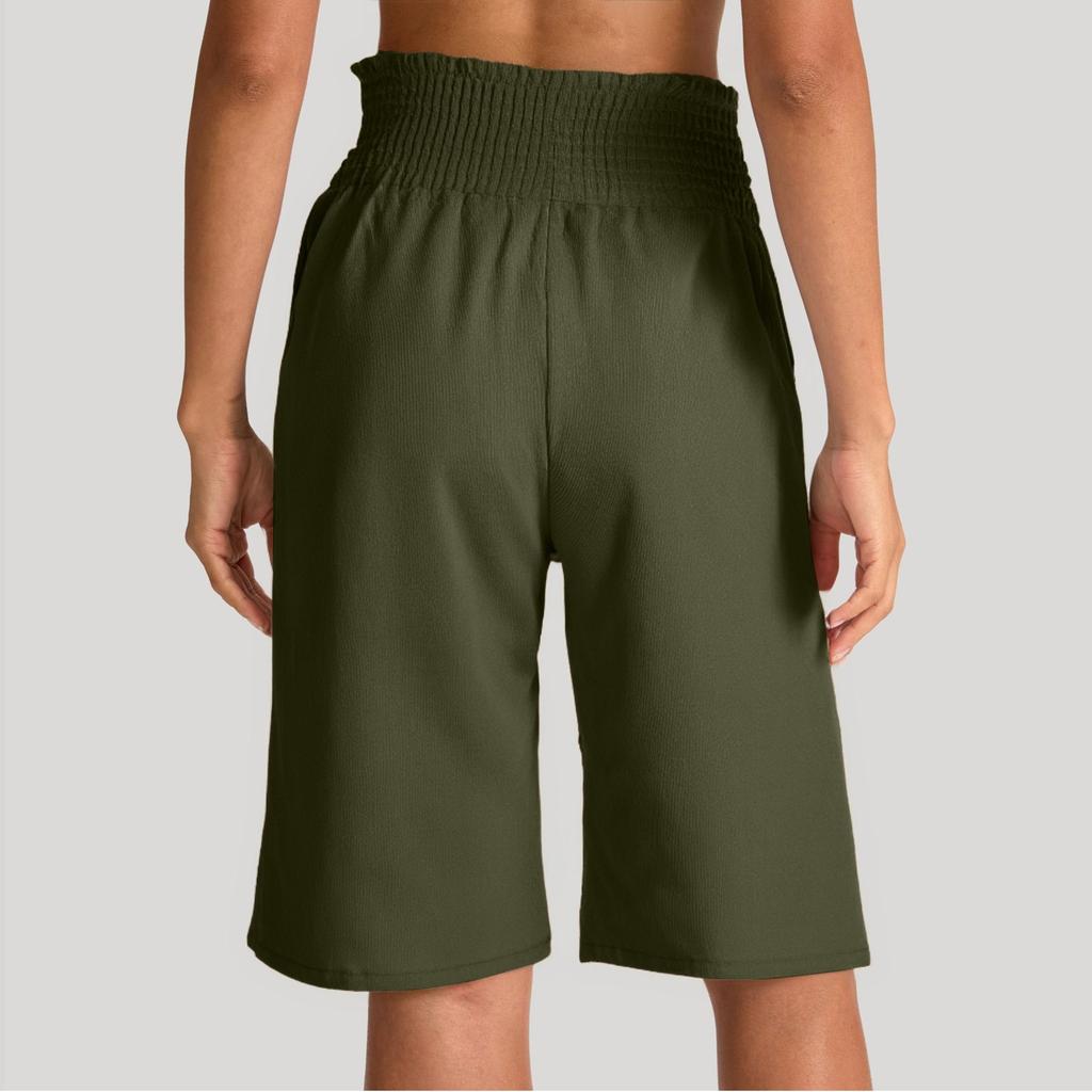 Шорты для женщин длиной до колена с высокой талией, широкие льняные брюки, летние нарядные повседневные