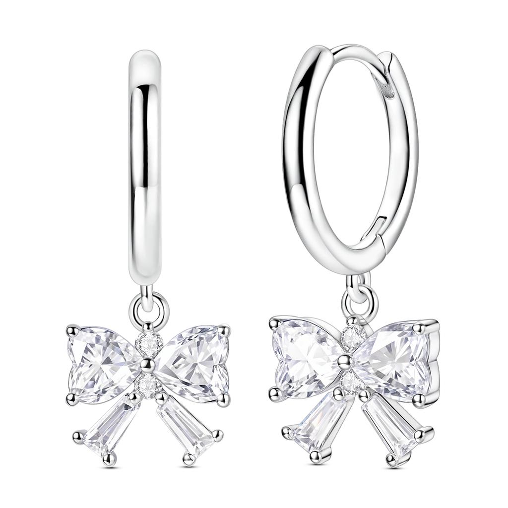925 Silver Bow Drop Earring For Woman Pendientes Earring Fine Jewelry
