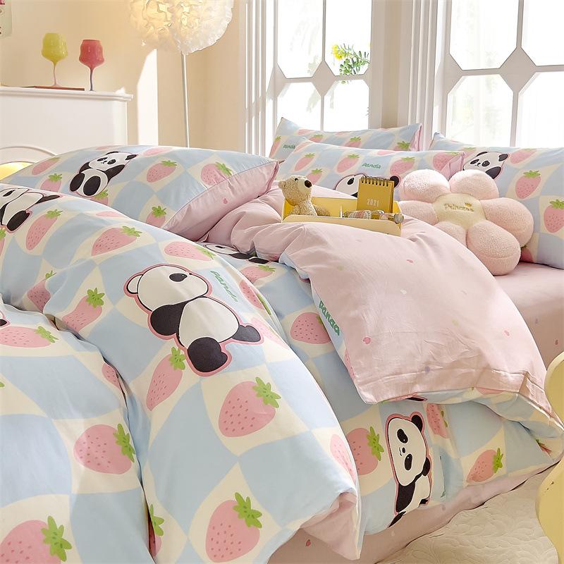 Комплект постельного белья из четырех предметов, пододеяльник из чистого хлопка с цветочным рисунком, простыня для спальни из трех предметов