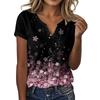 Женская повседневная футболка с цветочным принтом, пуловер с V-образным вырезом и коротким рукавом