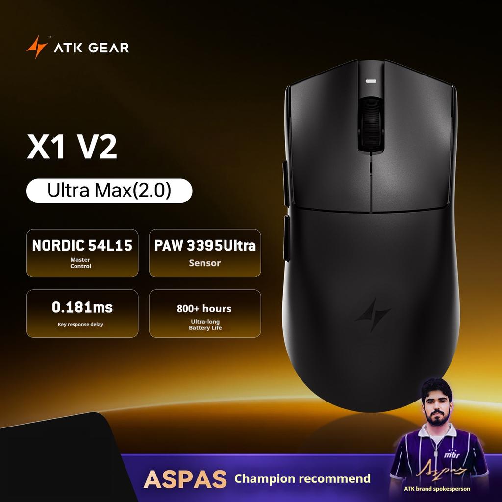 Мышь ATK X1 V2 Ultimate 2.0 Беспроводная Paw3950 Utrla 54г Легкая 750ips 0.163мс Низкая задержка 650ips Игровая Новый Аксессуар Подарки