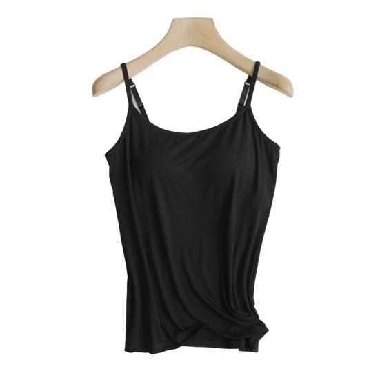 Женская майка-майка со встроенным бюстгальтером-полочкой, регулируемая тонкая бретелька, базовая майка с подкладкой, для тренировок, йоги