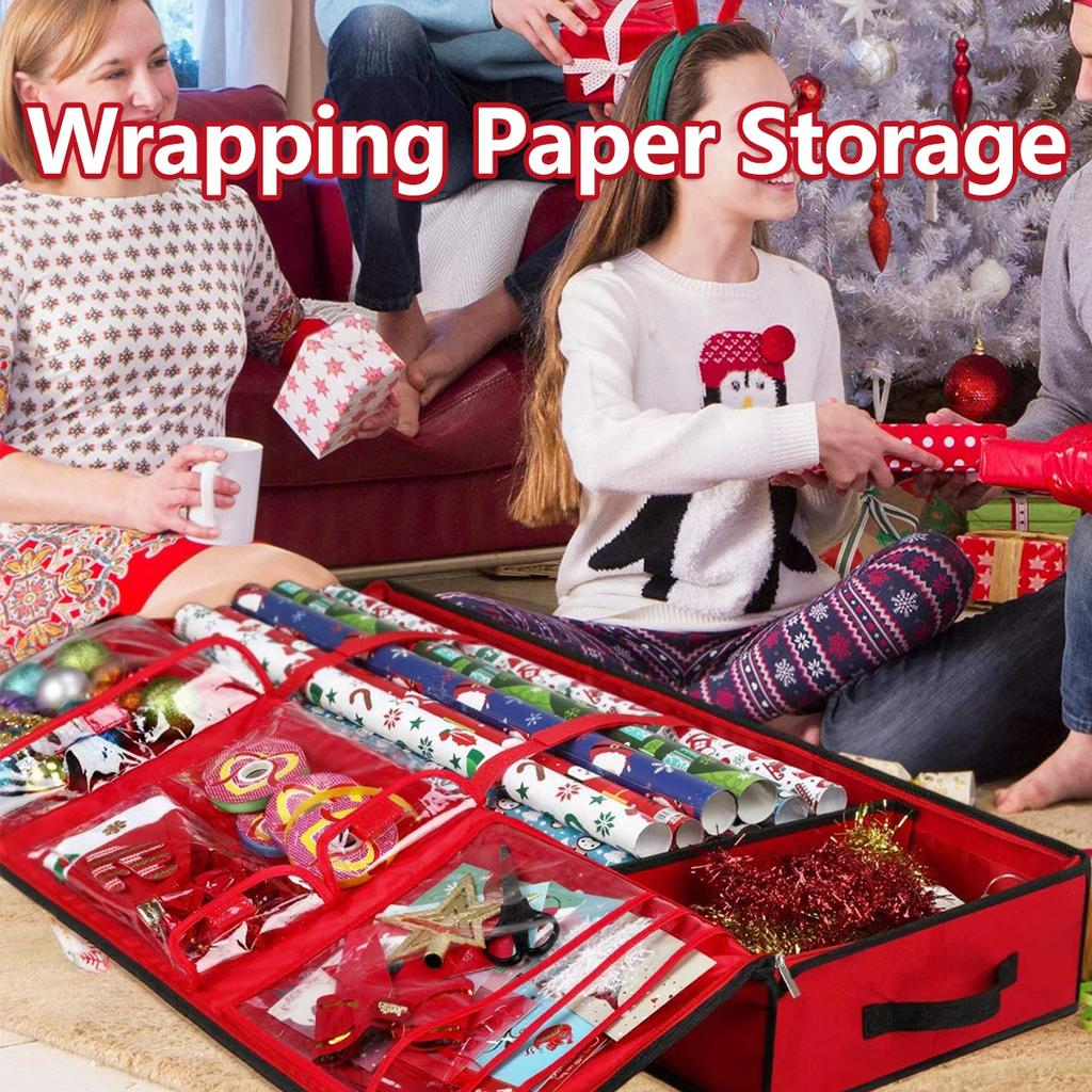 Сумка для хранения подарочной упаковочной бумаги, водонепроницаемая рождественская подарочная упаковка, органайзер, большая вместительная коробка-контейнер для упаковочных материалов