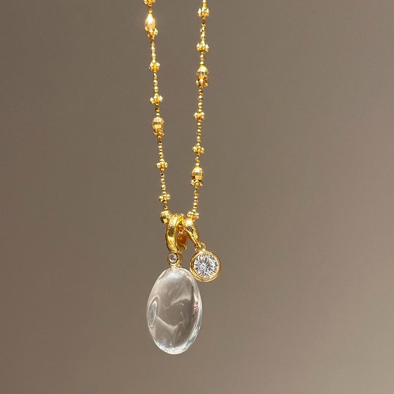 Дизайн-вдохновение Эллиптический Пузырь Сверкающие Алмазы Ожерелье Легкая Роскошь Ледяной Прозрачный Хрустальный Подвеска Банкет