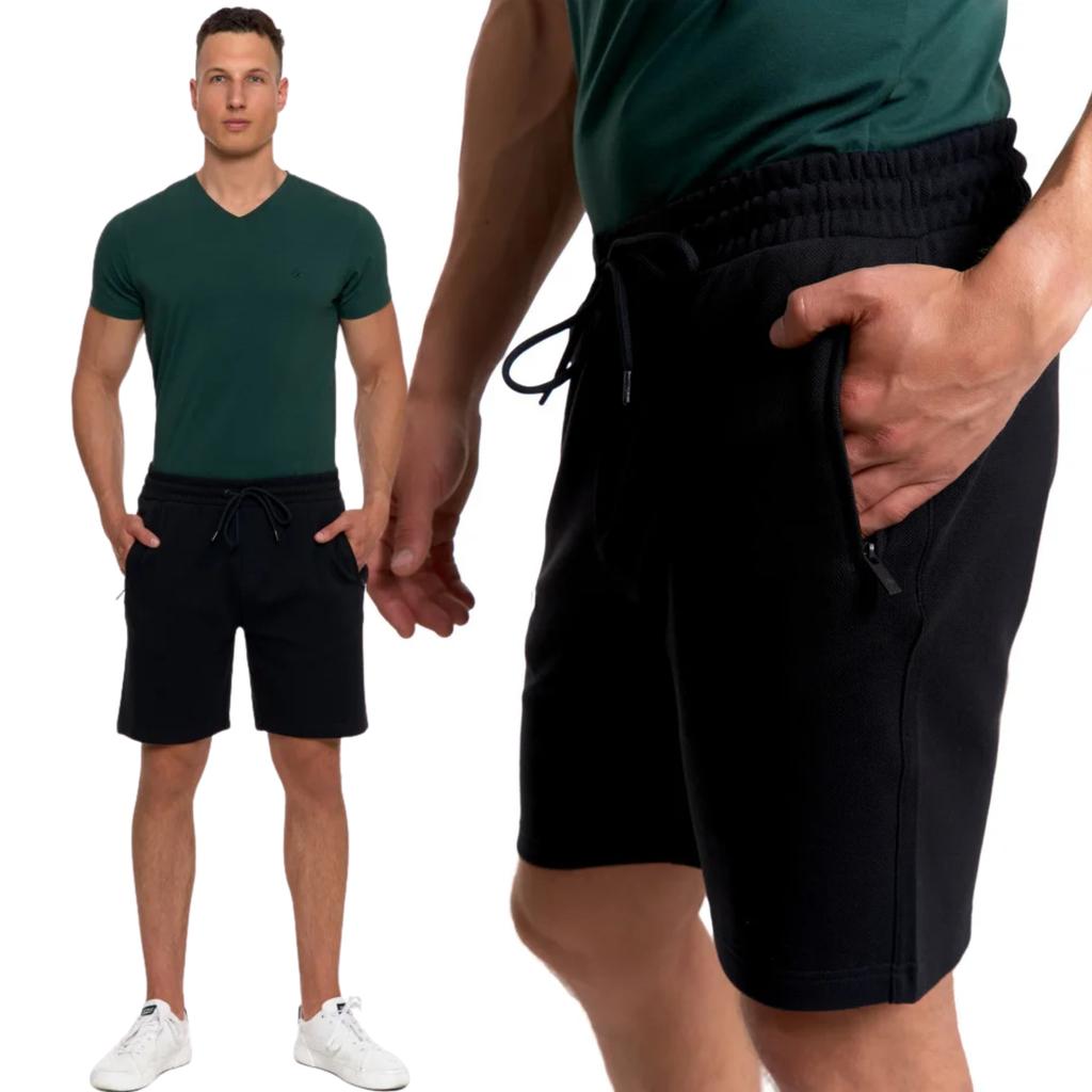Men's Shorts with Zipper Pockets and Elastic Waist Summer MORAJ XXL BLACK