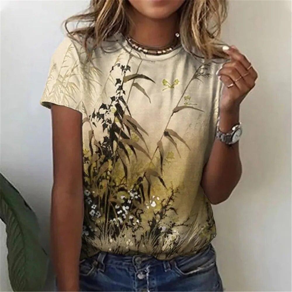 Новая женская футболка с красивым цветком, летний топ с круглым вырезом и короткими рукавами, розовый модный повседневный женский уличный топ