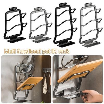 Настенная полка для хранения крышек от кастрюль без сверления, кухонная полка для хранения, держатель для крышек от кастрюль для кухни