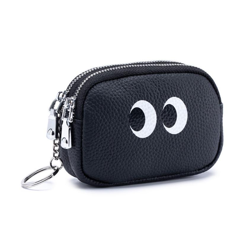 Cartoon Cute Double Pull Coin Wallet Genuine Leather Mini Coin Bag Niche Design First Layer Cowhide Storage Bag