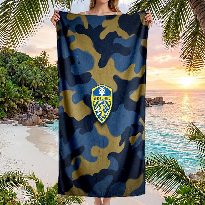 Пляжное полотенце Leeds United Football Мягкое из микрофибры Летнее полотенце Быстросохнущее Впитывающее полотенце для пляжа Бассейна Путешествий