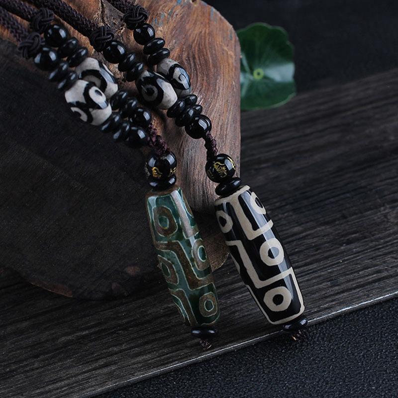 1 шт. портативный натуральный тибетский шарик подарок на удачу универсальный девять глаз Тибет Дзи кулон колье ожерелье