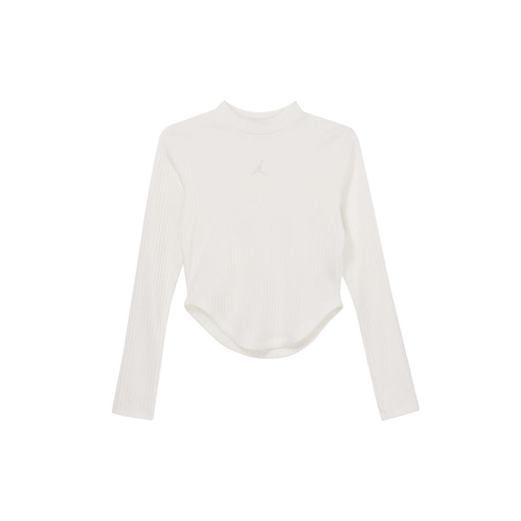 Jordan Однотонный спортивный свитер с круглым вырезом для баскетбола, длинный рукав, футболка для женщин, топы белого цвета FN5400-133