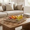 Scalloped Edge Handwoven Storage Basket Rectangular Fruit Basket Desktop Organizer  Bedroom