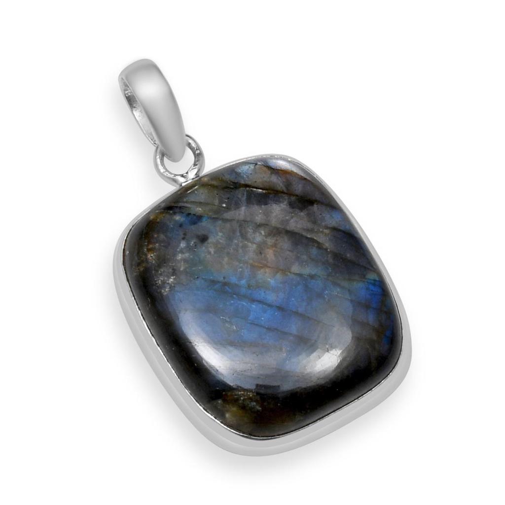 Natural Labradorite Gemstone 925 Sterling Silver Handmade Square Shape Pendant For Women & Girls