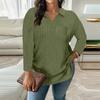 Women's Fashion Casual V-Neck Long Sleeve T-Shirt Solid Color Pullover Top