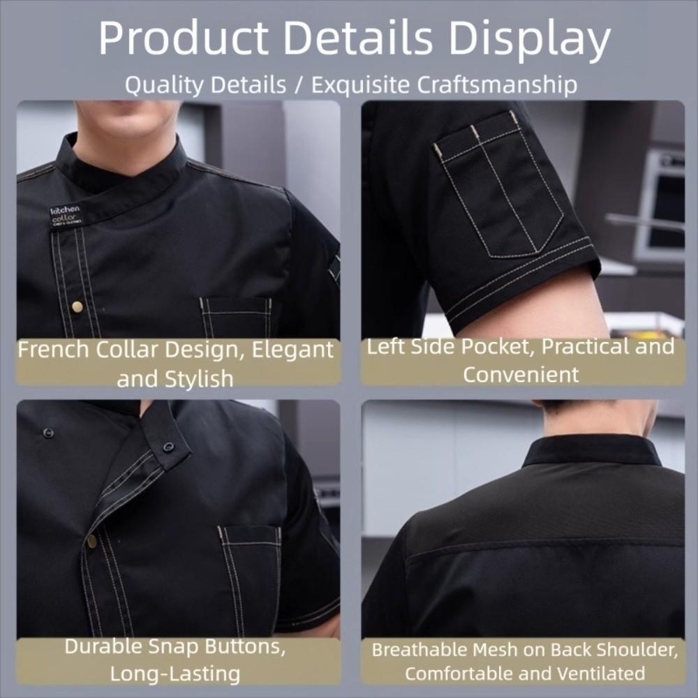 Breathable Mesh Chef Uniform Short-sleeved Kitchen Cook Shirts Chef Work Clothes Restaurant