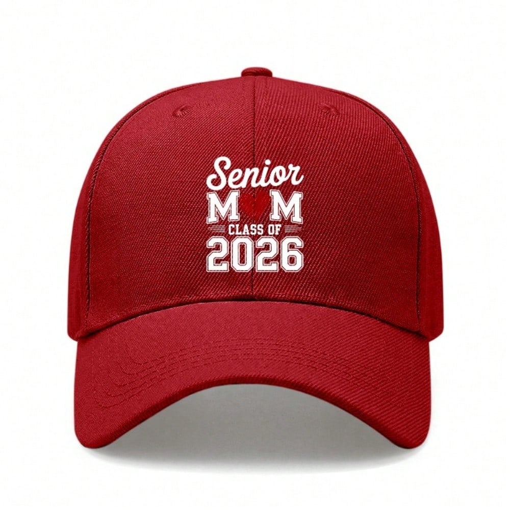 [Senior Mom Baseball Cap] Class Of 2026 Printed Hat Unisex Adjustable Breathable Lightweight Soft Fabric Casual Daily Wear Graduation Gift - Mom Hat