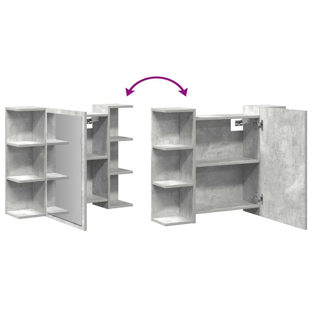 vidaXL Bad-Spiegelschrank Betongrau 80x20,5x64 cm Holzwerkstoff