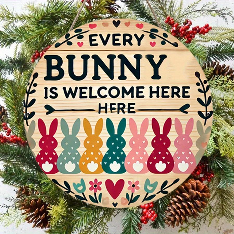 2D Flat 20cm Easter Bunny Welcome Sign Wooden Wall Hanging Decor - Car Balloon Universal Holiday Wooden Pendant, Home Decoration, Welcome Sign Party