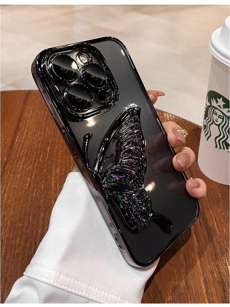 Прозрачный чехол Quicksand Butterfly для iPhone 15 Pro Max/14 Pro.