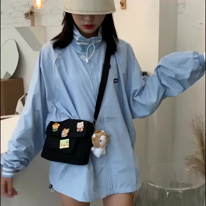 Милая сумка для телефона, студенческая сумка-мессенджер с алфавитом и застежкой-молнией, женская мини-холщовая сумка с рисунком из мультфильма