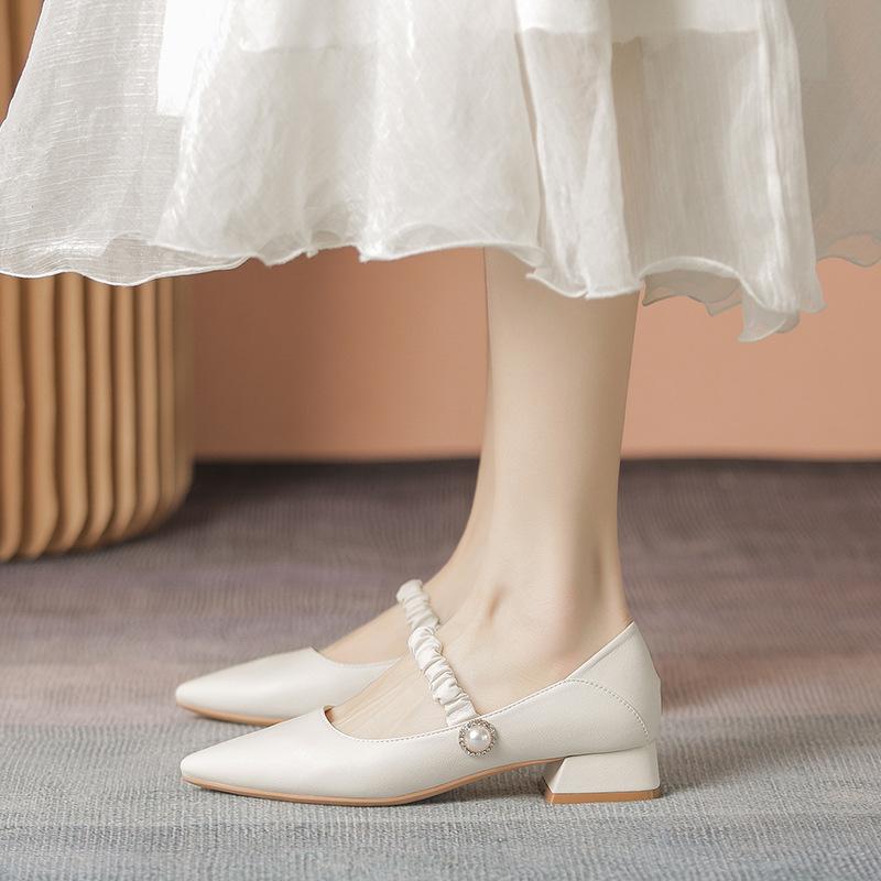 Leather Flat for Huizhou Women's Shoes Grape Mother Same Mary Jane Shoes Women's Autumn and Winter New Korean Version High Heels