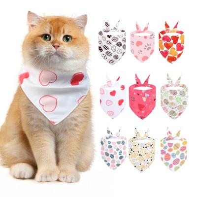 Фестивальная бандана для кошки Пасхальные яйца Сердечки Любовь Узоры Треугольный шарф Праздничная бандана для собаки Биб для Пасхи День святого Валентина Вечеринка Свадьба