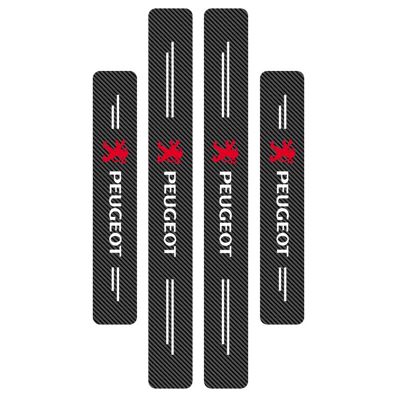 4 шт. Накладки на пороги дверей автомобиля из углеродного волокна, защитные наклейки для Peugeot 308 408 508 RCZ 208 3008 2008 206 207 108 406 407 408 206 207 208 306 307