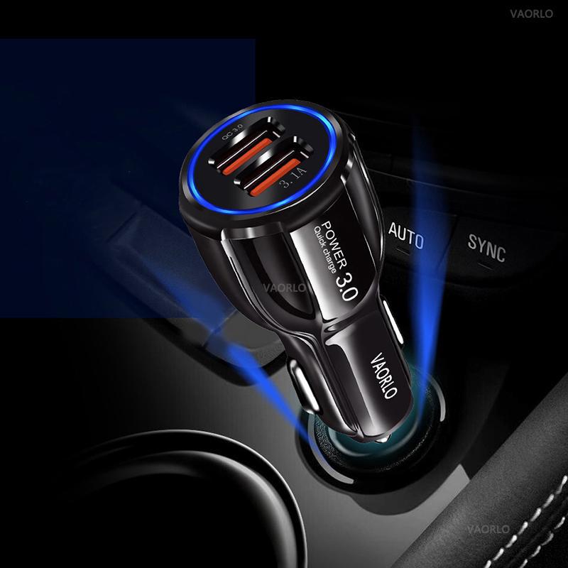 VAORLO Универсальное автомобильное зарядное устройство Quick Charge 3.0, двойной USB-адаптер, светодиодный дисплей, быстрая зарядка для iPhone, Samsung, Huawei, XiaoMi