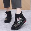 Women's Winter Ethnic-Style Fleece-Lined Warm Short Boots Mom Shoes with Chinese-Style Elegant Embroidery