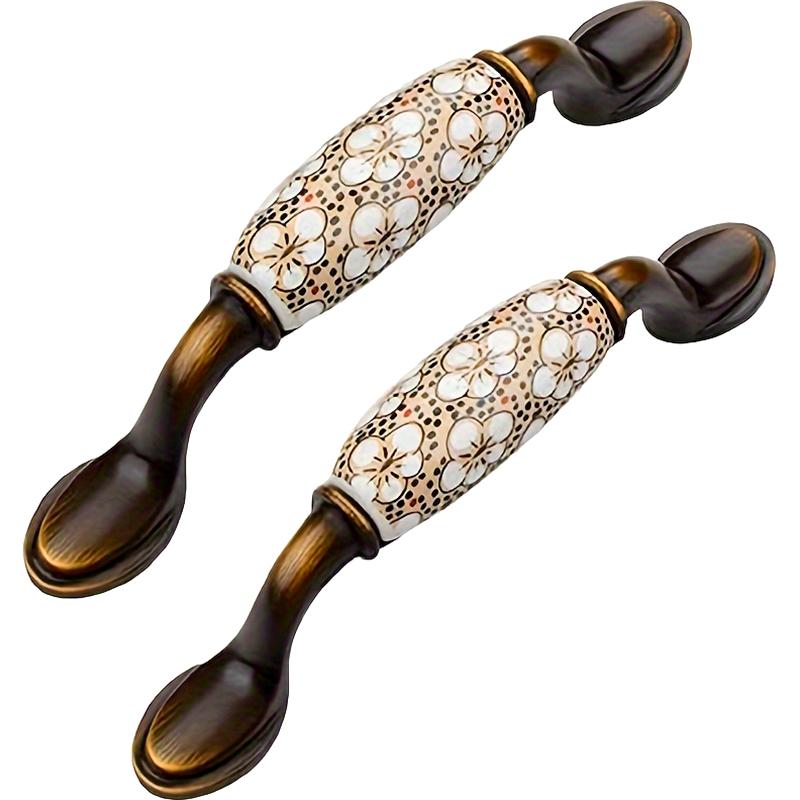 1 шт. с установочным оборудованием, полированная отделка, ручки для шкафа, легкие, роскошные, керамические, старинные, антикварные, бронзовые ручки для шкафа