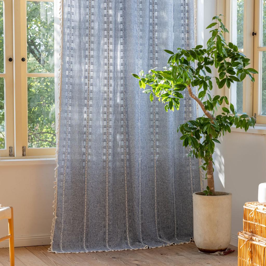 Curtain Finished Semi-Blackout Hollow Jacquard Living Room Balcony