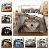 3D Wolf Pattern Quilt Cover Bedding Set Quilt Cover Pillowcase 2 or 3 Double Bed Single Bed Full Size Soft Washable Zipper Home Decoration