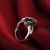 Beautiful 925 Sterling Silver Green Crystal Water Droplets Rings for Women Size 7 8 Fashion Engagement Wedding Jewelry