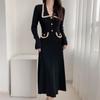 Long-sleeved Knitted Dress Women's Spring Autumn and Winter Waist Slim Temperament Bottoming Sweater Dress